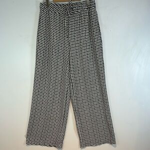 Cupcakes & Cashmere black/white print wide leg elastic waist pants size medium
